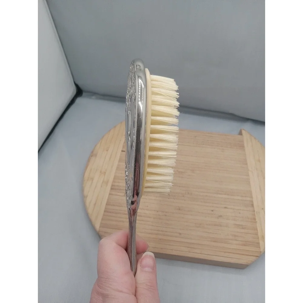 Vintage Silver Plated Hair Brush Decorative Dresser‎ Brush Mid-Century